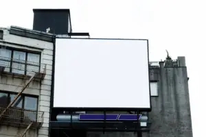 a large LED video wall billboard at top of the building