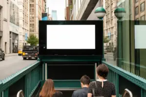 Eindrucksvolles LED-Panel-Display im Außenbereich auf einer belebten Stadtstraße, das lebendige Werbeinhalte für unvergessliche Außenwerbung präsentiert.