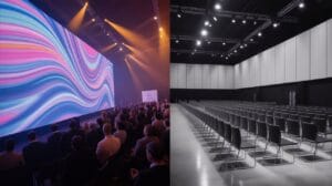 Vorher und nachher, wie LED-Videowände Veranstaltungen verwandeln, von einem kleinen Bildschirm zu einem lebendigen LED-Setup