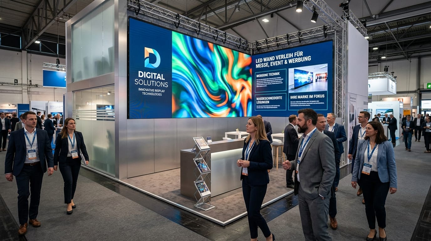 Modern LED wall at a trade fair for professional LED wall rental