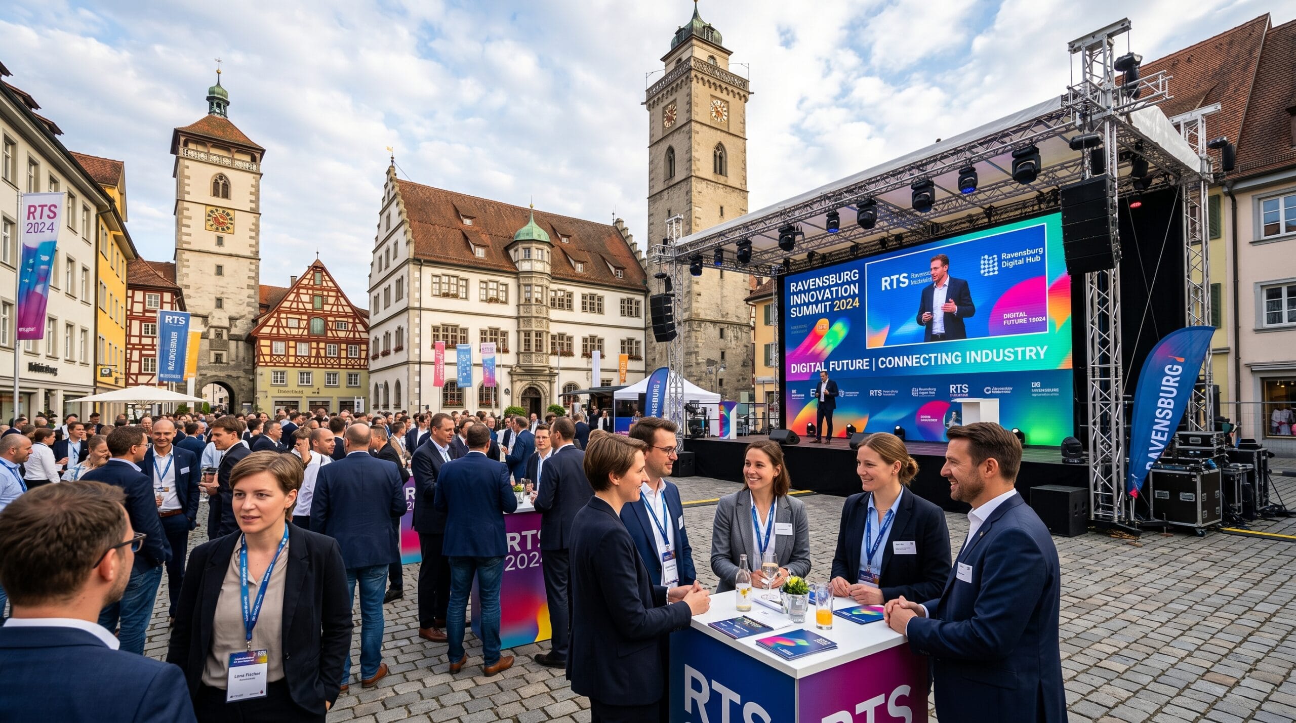 Professionelles Business-Event in Ravensburg mit großer LED Wand für LED Display mieten in Deutschland